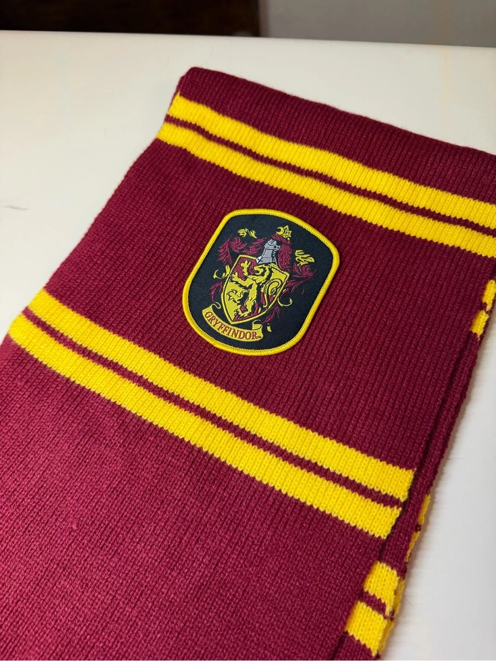 Gryffindor-Inspired Kids Knit Scarf in Maroon and Yellow